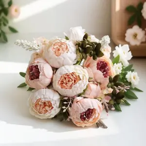 High Simulation Peony Hydrangea Flower Decoration Set, Wedding Party Home Decor, Halloween Christmas Festival Fake Bouquet Arrangement, Artificial Mixed Flower, Style Living Room Dining Table Decor
