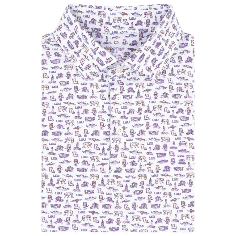 The LSU College Town Men's Short Sleeve Collegiate Polo, Polo 3D Unisex, Gif For Him