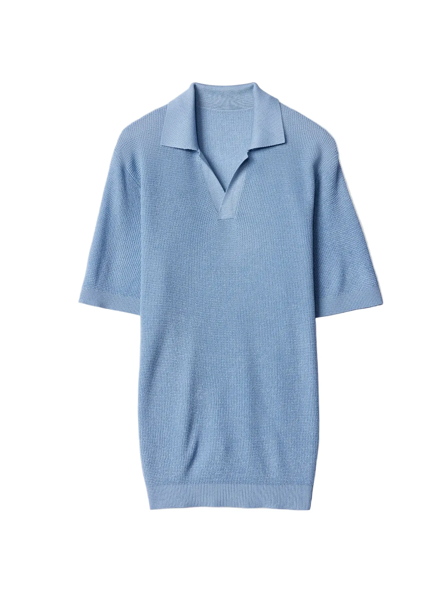 Menswear Classic Short-Sleeve Open Collar Cashmere Silk Casual Polo Shirt, Men's Tops