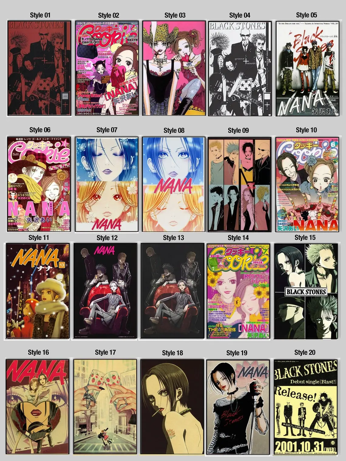 Nana Retro Anime Manga Print Art Wall Decor Poster, Retro Movie Print, Modern Vintage Movie Posters Illustrations Decoration