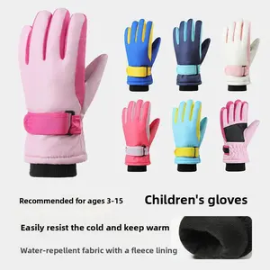 3-15 years old outdoor boys and girls professional sports thermal gloves fleece thickened windproof children's ski gloves