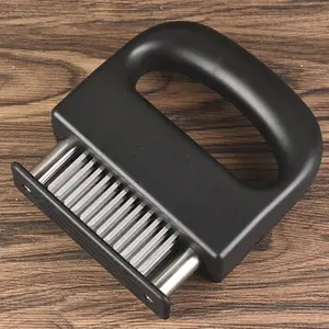 This meat tenderizer features 48 ultra-sharp stainless steel needle-like blades. Easy to clean, its compact design saves space. Suitable for steaks, beef, pork, turkey, and more – an essential food processing tool.