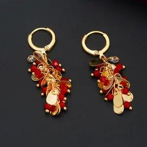 New stylish design red beaded earrings, light luxury, DDES0040 exquisite, versatile, high-end, niche, unique, personalized earrings