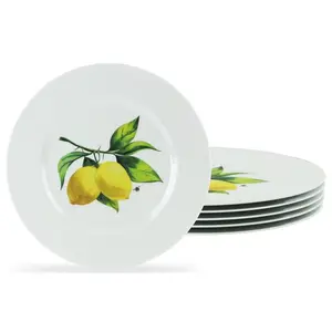 Fresh 6pc Melamine Lightweight Circle Salad Plates Set, Dinnerware Dining Plate Set (Reston Lloyd Design), Dinnerware Sets