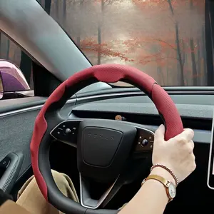 2026 High-end Napa Leather Pack of Three Car Steering Wheel Cover Fur Non-slip Durable Sweat-resistant Universal Alcantara Dashboard Wrap Breathable Anti-Slip