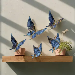 5 Pieces/set Butterfly Shaped Hanging Decor, Creative Resin Butterfly Wall Art Hanging Ornament, Wall Decor for Outdoor Home Living Room Bedroom,Garden Wall Decoration Hangable