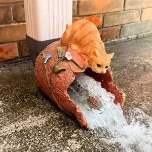 Cute Orange Tabby Cat Downspout Cover | Waterproof Resin Garden Decor | Splash Guard Yard Ornament & Gift for Cat Lovers