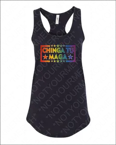RAINBOW Chinga Tu Maga TANK | LGBTQ+ Anti-Trump Top | Pride Protest Tank | Bold Political Graphic