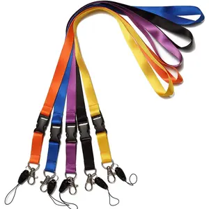 5 Pack Nylon Office  Lanyards Detachable Buckle  Model Hook Breakaway Strap Lanyard for ID Badge,Key,Women,Men,Phones,USB,Whistles,Black,Blue,Yellow,Orange,