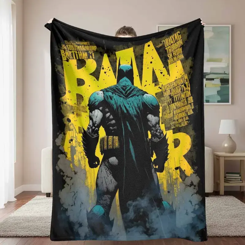 Superhero Flannel Blanket Iconic Dark Knight Silhouette Aesthetic Print UltraSoft Breathable Warm Lightweight Fleece Throw Perfect for Living Room Sofa Couch Movie Night Bedside Reading Office Nap