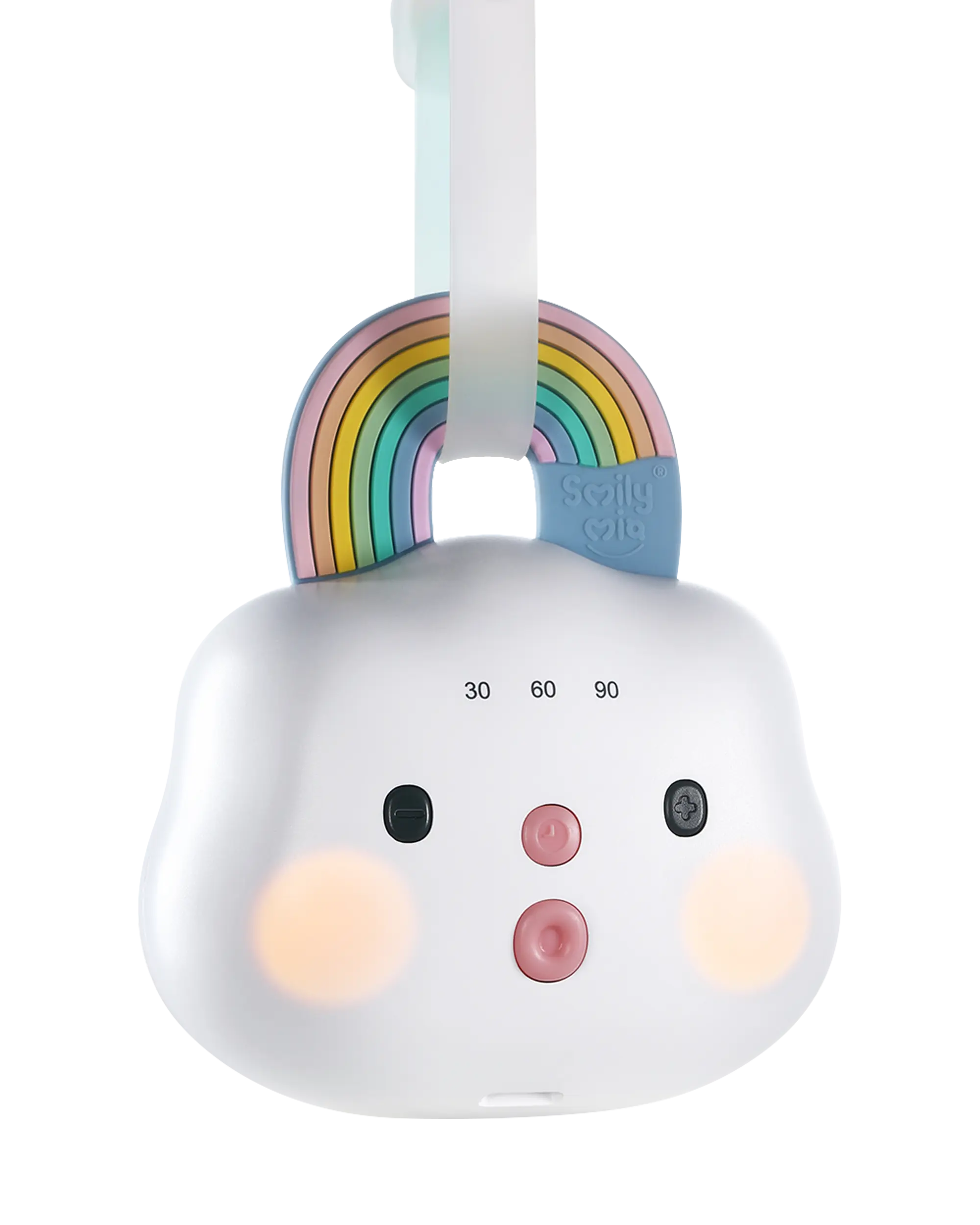 Smily Mia Portable Baby Soother with Night Light – White Noise Sound Machine for Crib & Travel, 5 Shushing & 9 Relaxing Sounds, 40-Hour Playtime, Auto-Off Timer, Memory Function, Adjustable Strap – Newborn Essentials for Sleep & Crying Relief
