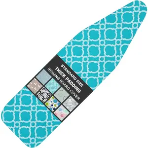 Ironing Board Cover and Pad Standard Size 15" x 54",3 Pairs of Hook and Loop Fastener Straps,Elastic Edges,Cotton Iron Board Cover with Scorch Resistant Thick Padding(Blue)