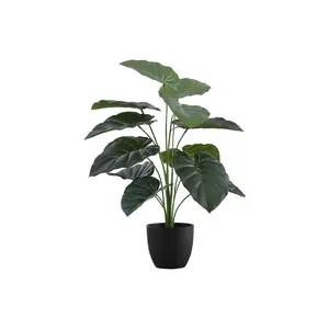 24" Real-Touch Artificial Alocasia Tropical Plant - Lifelike Faux Elephant Ear Greenery in Black Pot, 2FT Decorative Small Tabletop Floor Plant for Home Office Room Decor