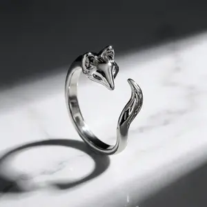 Playful Fox Design Open Band Ring | Polished Alloy | Adjustable & Versatile | Statement Jewelry for Daily Wear, Parties, Dates & Gifts