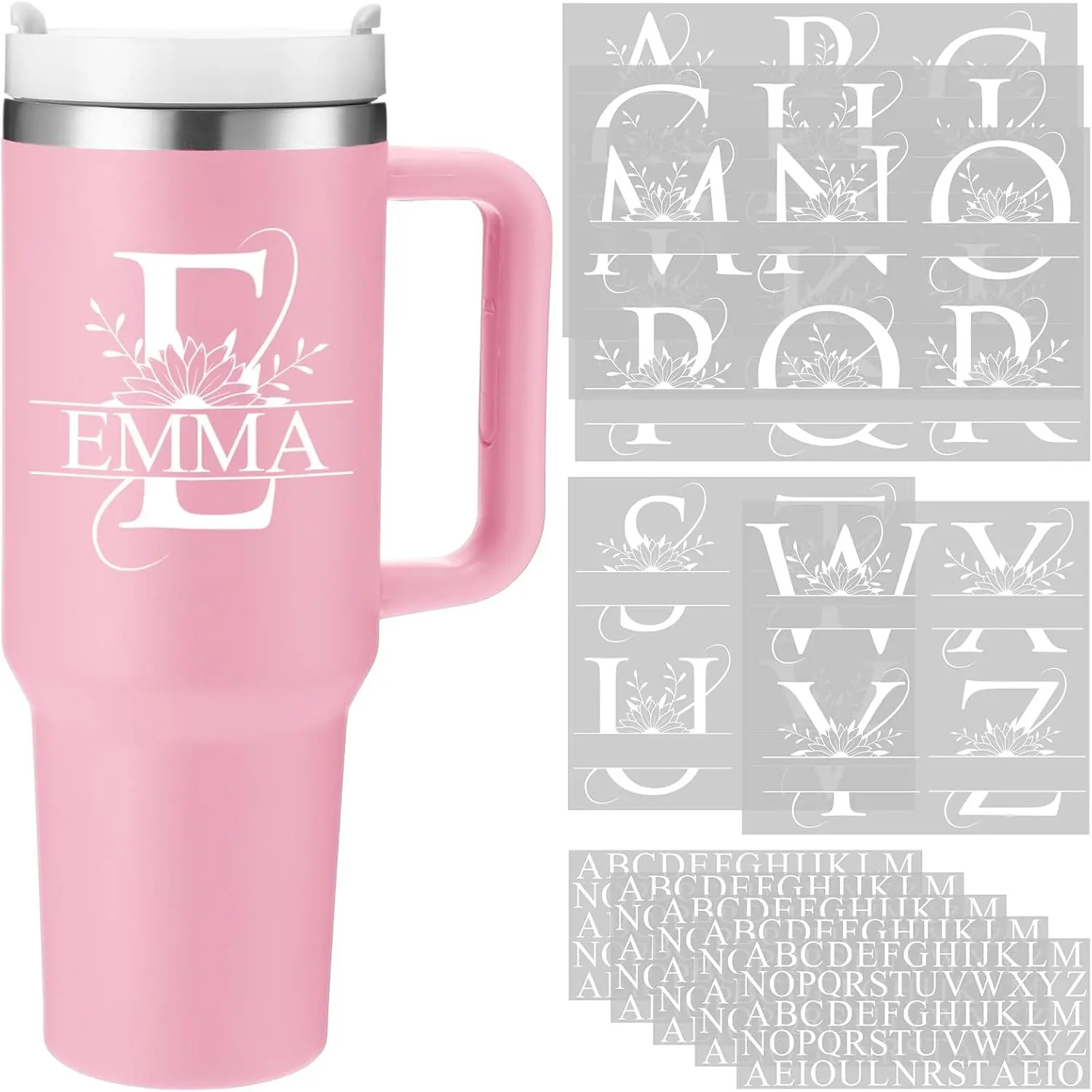 Sheets Sunflower Waterproof Split Letter Stickers Vinyl Name Decals for   oz Tumbler Personalized UV DTF Cup Wraps Monogram Stickers for Water Bottle Laptop Car Notebook DIY Crafts Gift