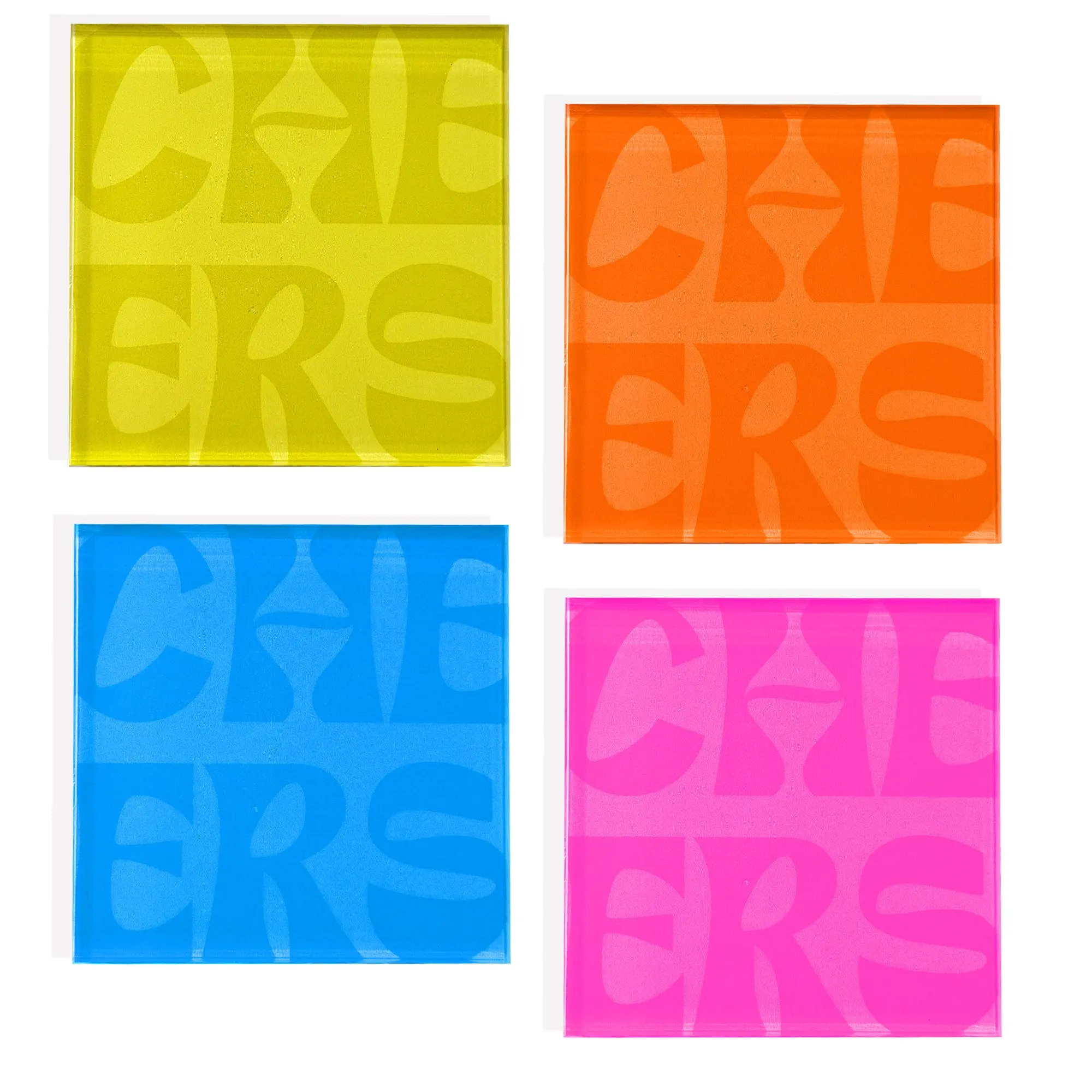 Acrylic Coasters Set - Colorful Tableware Drink Coasters for Celebratory Cheers Occasions