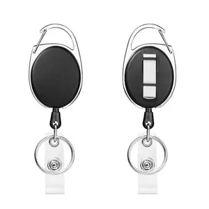 Elongated Retractable ID Card Holder with Lanyard, Durable Clip Design, Ideal for Office and School Use, Secure and Convenient