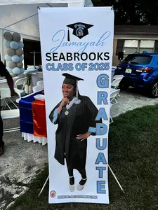 Graduation Stand Up Banner (5'x3') – Custom Senior Banner – Personalized Graduation Party Decoration (stand not included)