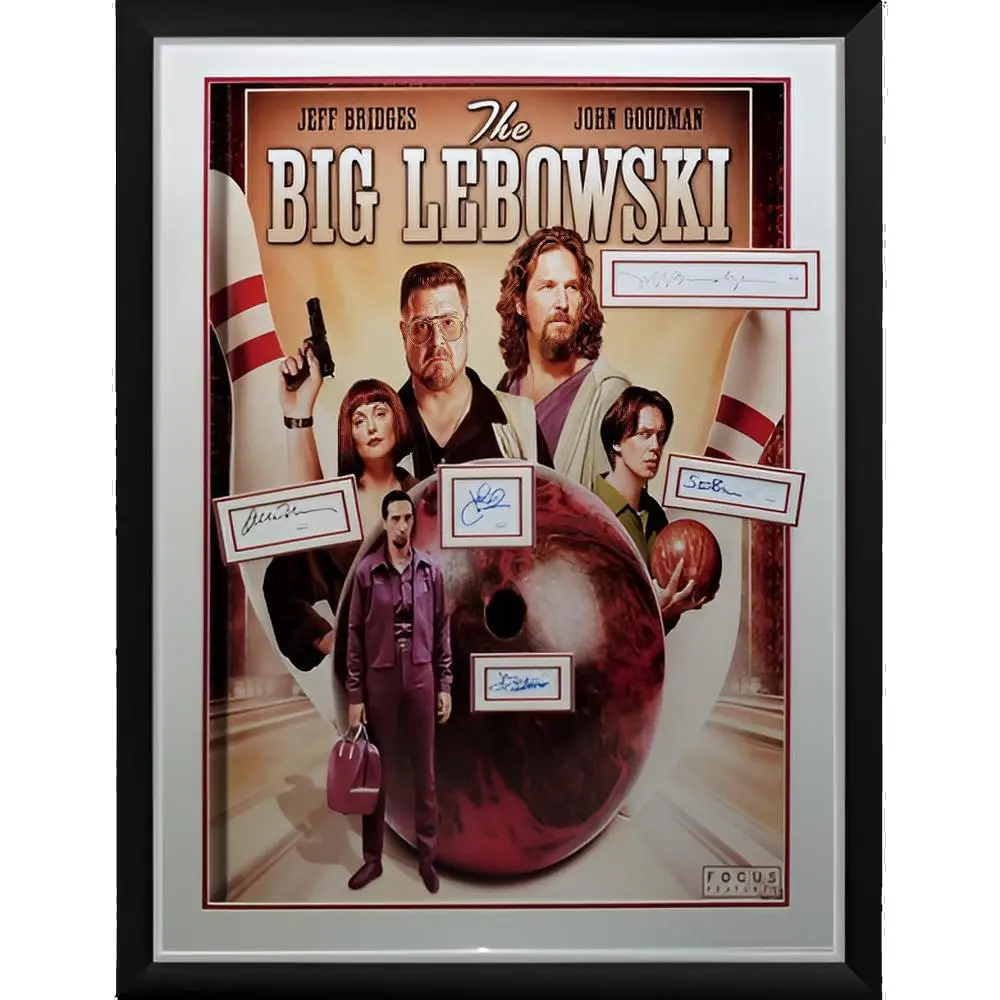 The Big Lebowski Full-Size Framed Movie Poster - JSA Certified Cast Autographs, Artistic Print for Room Wall Decor