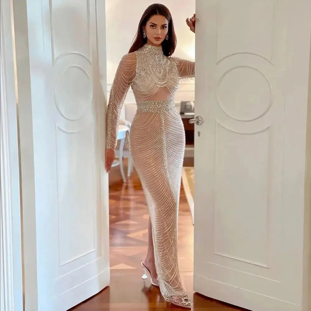 dubai formal dresses Turquoise Crystal Mermaid Dubai Evening Dresses with Cape Sleeves SS666 Turquoise / 4 main image 0