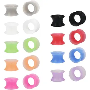9 Pairs Ultra Thin Silicone Ear Skin Flexible Flesh Tunnel Expander Stretching Gauge Earlets Plug Gauges Kit Same Sizes 6G-12mm