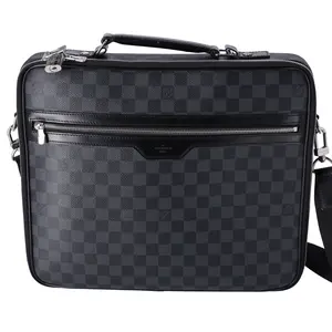 Pre-owned Louis Vuitton Canvas Professional & Technology Bags Steve Business Bag Black Damier Graphite N58030 Canvas