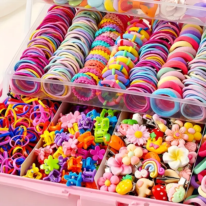 Dopamine Hair Accessory Set (718 PCS) – Aesthetic Bows, Flowers, Butterfly Hair Ties & Scrunchies