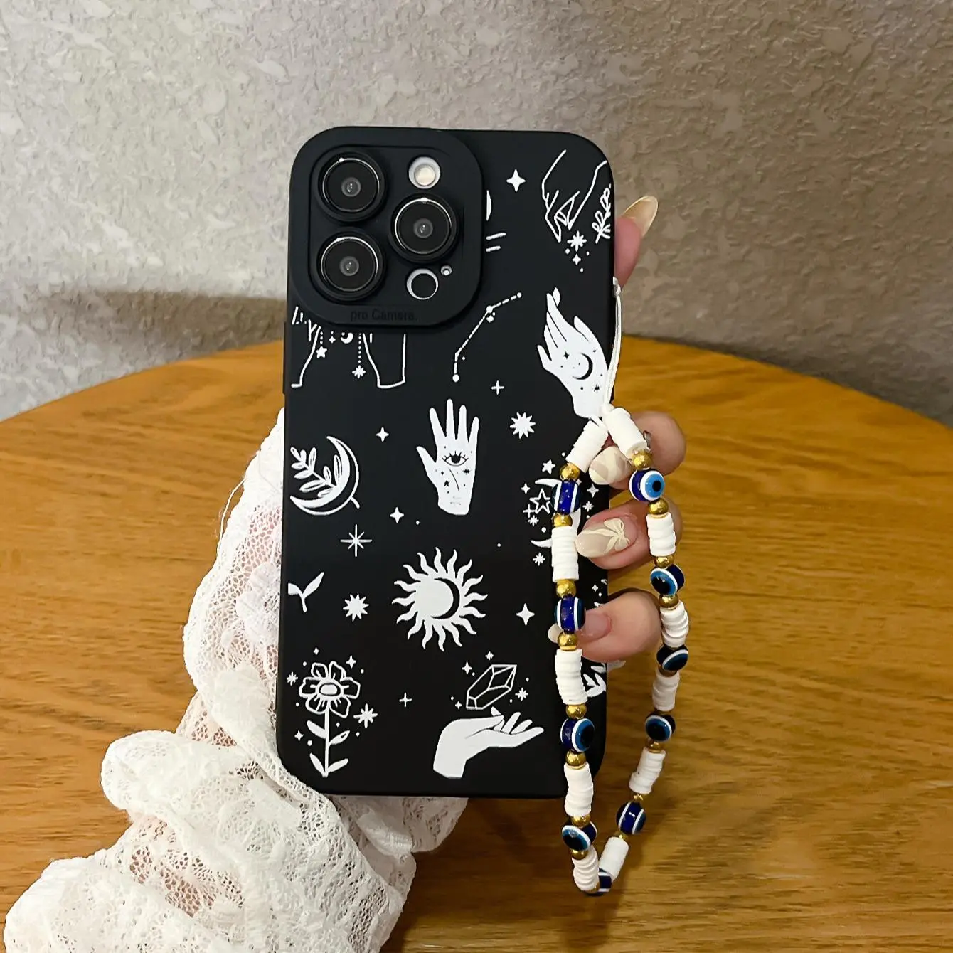 Creative Eye & Star Pattern Phone Case with Lanyard, Decorative Phone Protector Cover, Phone Accessories Compatible with iPhone 11 12 13 14 15 Pro Max