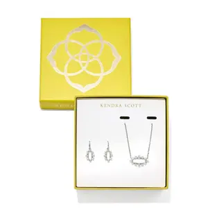 Kendra Scott Crystal Framed Eva Pendant and Emma Huggie Earring Set
