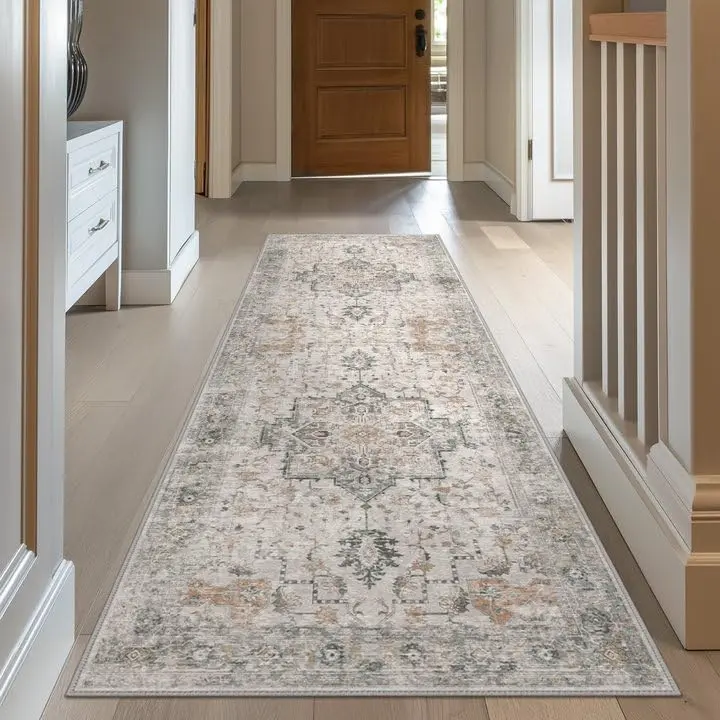 2'x5' (24inch x 60inch) Rectangular Vintage Christmas Gift Single Area Rug, Non-Slip, Machine Washable, Low Pile, Lightweight Hallway Runner for Entryway, Single Rug