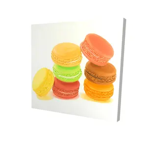360 Stand Hyperrealism Macaroon Depiction Canvas Artwork - 36x36 in Artistic, Colorful Gourmet Treats Wall Decor for Home, Room Gift (2080-3636-GA65)