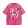 Women's Cotton Round Neck Short Sleeve Printed Graphic T-Shirt Top - Hand-Drawn Colorful Doodle Stars Fabric, Trendy Lady Streetwear Simple Back to School Outfit, Teacher Appreciation Gift