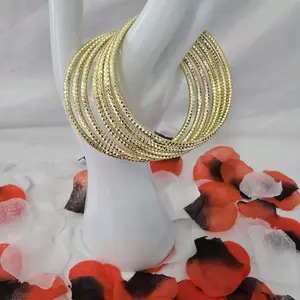 Women’s Weekly Bangle Bracelet Set Gold Laminated Size 8