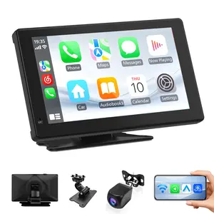 7" Wireless Apple CarPlay Screen for Car, Portable Car Radio with Carplay & Android Auto, 1080p Backup Camera, GPS, Mirror Link, Voice Control, FM Transmission, Support SD/TF Interface