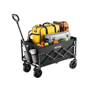 SummerWinsCollapsible Foldable Wagon - Heavy-Duty Utility Cart, 120L 225LBS Folding Trolley with All-Terrain Tires, Adjustable Handle, Portable for Beach, Grocery Usedealsforyoudays