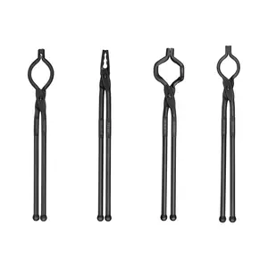 VEVOR Blacksmith Tongs, 18' 4 PCS, V-Bit Bolt Tongs, Wolf Jaw Tongs, Z V-Bit Tongs and Gripping Tongs, Carbon Steel Forge Tongs with A3 Steel Rivets, for Beginner and Seasoned Blacksmiths, Bladesmiths Utensils