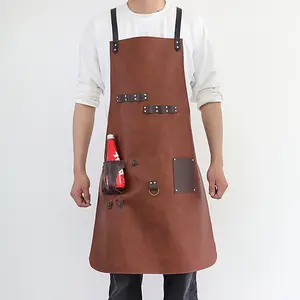 Outdoor BBQ Apron PU Leather Picnic BBQ Wine Bottle Cover Multifunctional Oil-Proof Work Apron Manufacturer Wholesale