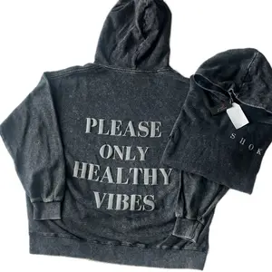 Singular Shok “Please Only Healthy Vibes” Pull Over Hoodie. Distressed Black. Oversized or Fitted. For EVERYBODY not just Healthcare Professionals!