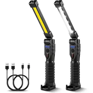 Led Work Light , 7 Modes & 180?Rotate Rechargeable Led Work Light, Portable COB Flashlight with  , Mechanic Light for  Repair, Camping, , Tool Gifts for Men Him (2)