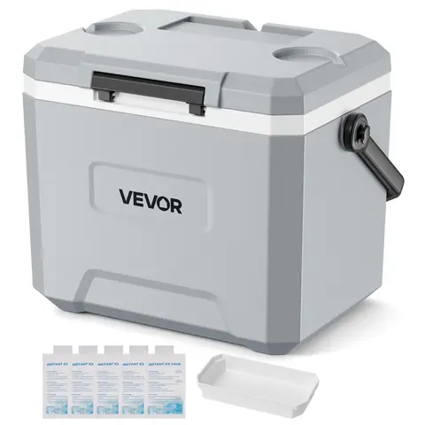 VEVOR 17QT Capacity Portable Travel Cooler Bag, Leakproof 3-Layer Insulated Chest with Ergonomic Handle, 48-Hour Cooling, Ultra-Light Lifted Storage for Food and Beverage, Ideal for Road Trips Camping