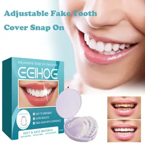 1pair Instant Perfect Fit Fake Teeth Cover Snap On Whiten Tooth Temporary Perfect Smile Adjustable Dentures Teeth Set Oral Whitening