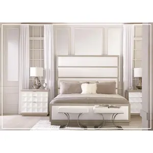 Bernhardt Axiom King & Queen Panel Bed with Linear Grey Finish