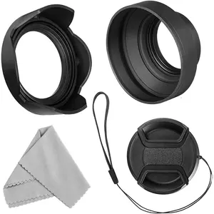 58mm Lens Hood Set for Canon EOS 77D 80D 90D Rebel T8i T7 T7i T6i T6s T6 SL2 SL3 DSLR Cameras with EF-S 18-55mm F3.5-5.6 is STM & EF-S 18-55mm F4-5.6 is STM & RF 24-50mm, Replace Canon EW-63C