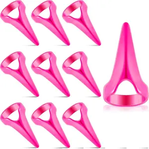10 Pcs Hair Parting Braiding Tool Set, Metal Hair Parting Sectioning Rings for Finger Braiding, Claws for DIY Cosplay, Halloween Party Supplies(Rose Red)