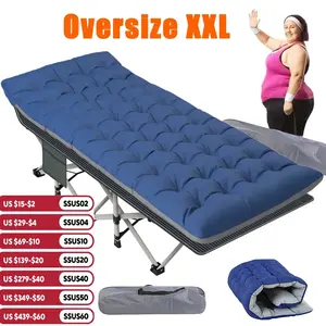 XXL Camping Bed/Camping Cots For Adults, Portable & Foldable Folding Cot Bed With 4" Cozy Mattress, Easy-to-Carry Outdoor Daybed