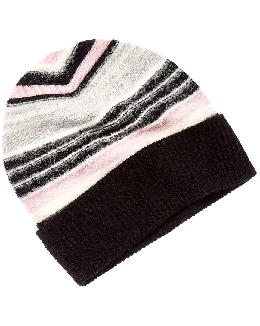 Phenix Fuzzy Stripe Cashmere Beanie