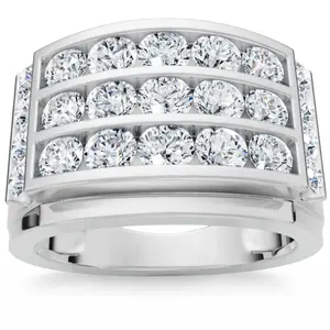 2Ct Men's Diamond Ring in 14k Gold Lab Grown Multi-Row Channel Set