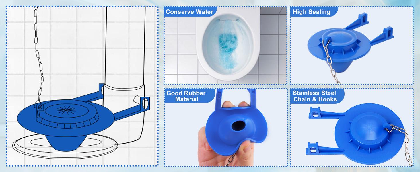 2-Inch Toilet Flapper Replacement Kit Compatible with Most Kohler, American Standard, TOTO & Standard 2″ Flush Valves, High Performance Rubber with Stainless Steel Chain, Easy Install