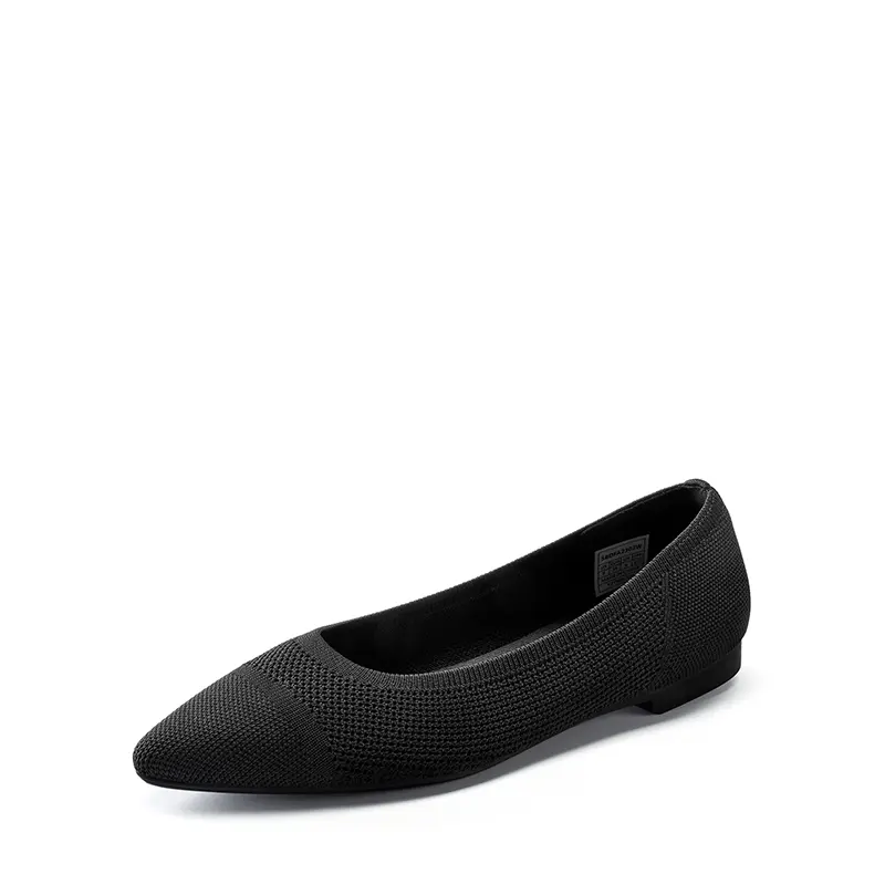 Dream Pairs Women's Minimalist Fabric Walking Shoes, Pointed-Toe Slip On Flats with Arch Support, Contrast Knit, Machine Washable, Casual Flat Footwear, Low Profile