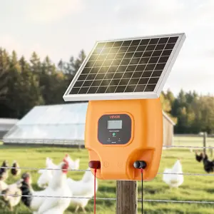VEVOR Solar Fence Charger, 0.6J 8 kV Solar Powered Fence Charger, Electric Fence Energizer Kit, Keep Out Predators, 4-5 Days Runtime, for Livestock, Poultry, Garden Protection